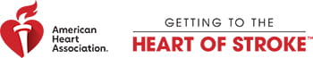 Logotipo de la American Heart Association® &verbar; Getting to the Heart of Stroke™, composición final