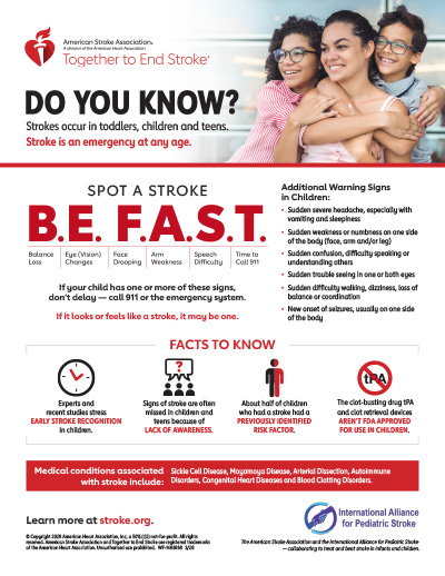infographic on pediatric stroke
