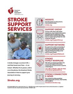 A document showing the various support services offered by the American Stroke Association